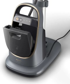 Aparat de calcat vertical cu abur Philips All-in-one 8500 AIS8540/80, 2200 W, 1,2 l, 6 bar, 90 g/min, 3 setari, OptimalTEMP, Masa reglabila, Gri inchis/Auriu