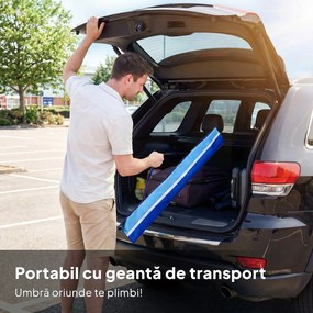 Outsunny Umbrelă de Plajă cu Măsuță și Suport pentru Pahare, din Metal și Poliester, Ø198x214 cm, Multicolor | Aosom Romania