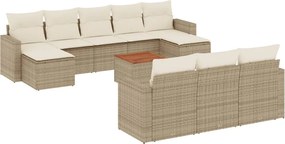 vidaXL Set canapele de grădină cu perne, 11 piese, bej, poliratan