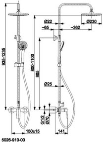 Set de duș cu baterie KFA Armatura 5026-910-00 TANZANIT alamă