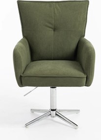 HR250K Scaun Catifea Reiată Premium culoare verde salvie Bază Cromata