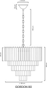 Lustra suspendata metal auriu, sticla alba GORDON 80