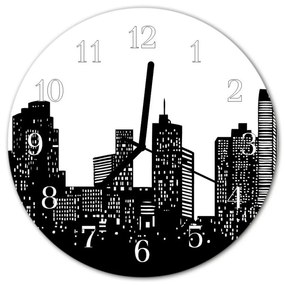 Ceas de perete din sticla rotund Clădiri Clădire Negru