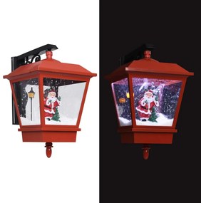vidaXL Felinar de perete cu leduri și moș crăciun, roșu, 40x27x45 cm