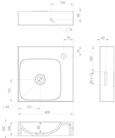 Chiuvetă albă din compozit mineral 40x40 cm Emona – Sapho