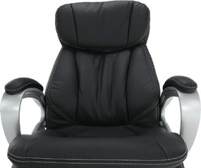 Fotoliu birou, piele eco neagră, ROTAR
