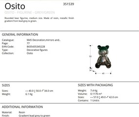 Figurina decorativa ursulet Osito gri, verde