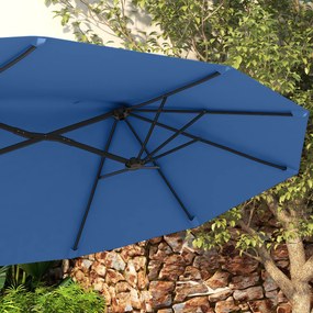 Outsunny Umbrelă de soare, umbrelă de grădină, înclinabilă, cu manivelă, capotă de ventilație, Polyester+Stahl, Marineblau, 295 x 152 cm | Aosom Romania