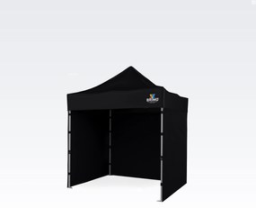 Altană cu foișor tip evantai 2x2 m Oțel | Spațiu Profesional Montat în 45 s. - cu 3 pereți - Negru