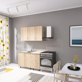 Bucatarie 120 cm Lungime, Material PAL 18mm, Culoare Stejar Sonoma, Blat termorezistent 2.8 cm Grosime