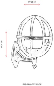 Aplica de perete exterior M3OP Alb 34x28 cm