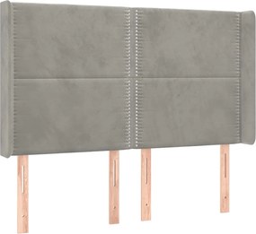 vidaXL Tăblie de pat cu aripioare gri deschis 147x16x118/128cm catifea