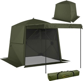 Outsunny Pavilion 2x2m Impermabil Stabil Rezistent la iarnă Pop-up Pavilion pliabil cu 4 panouri laterale Ferestre din plasă Ușă frontală UPF 30+ | Aosom Romania