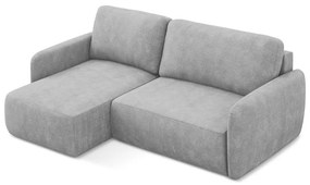 Colțar gri deschis extensibil/cu spațiu de depozitare cu tapițerie din chenille (cu colț pe partea stângă/cu șezlong) Lilo – Makamii