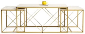 Set 3 măsuțe cafea Defenella (Marmură + Auriu). 1107089