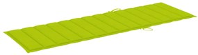 Sezlong de gradina cu perna, lemn masiv de acacia 1, verde aprins, 200 x 63 x 85 cm