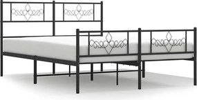 vidaXL Cadru pat metalic cu tăblie de cap/picioare, negru, 135x190 cm