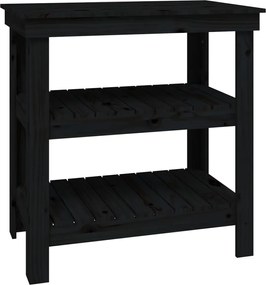 vidaXL Banc de lucru, negru, 78,5x50x80 cm, lemn masiv pin