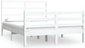 vidaXL Cadru de pat mic dublu, alb, 120x190 cm, lemn masiv de pin