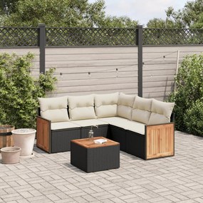 3260047 vidaXL Set mobilier de grădină cu perne, 6 piese, negru, poliratan