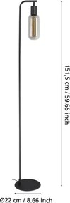 Eglo 901008 - Lampadar MAIONE 1xE27/4W/230V negru/fumuriu
