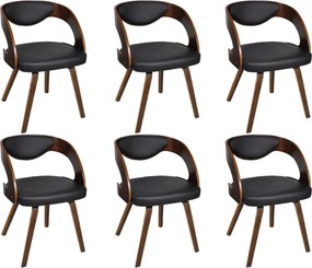 vidaXL Scaune de bucătărie, 6 buc., maro, piele ecologică