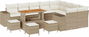 vidaXL Set de canapele pentru grădină cu pernă 13 pcs Bej și crem