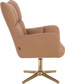 HR650CROSS Scaun Caramel Piele Ecologica Premium Soft cu Bază Aurie