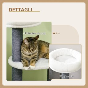 PawHut Turn de Interior pentru Pisici, 98 cm, cu Stâlp de Zgâriat, Casuță, Pat, Alb, Design Modern | Aosom Romania