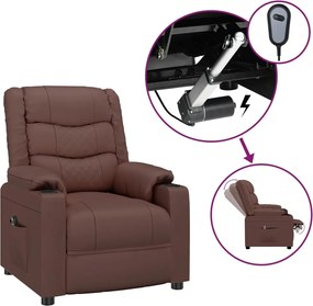 vidaXL Fotoliu rabatabil electric, maro, piele ecologică