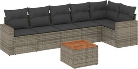 vidaXL Set canapele de grădină, 7 piese, cu perne, gri, poliratan