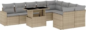 vidaXL Set canapele de grădină cu perne, 10 piese, bej, poliratan