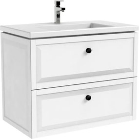 Dulap baza cu lavoar Oristo Montebianco 2 sertare alb mat 80 cm