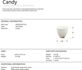 Masuta laterala design modern Candy alb/alama 47cm