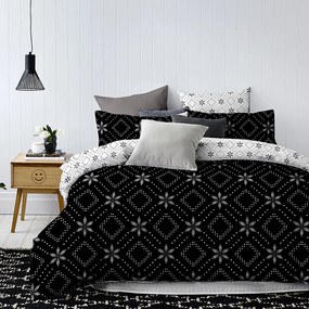 Lenjerie de pat din microfibra neagra, SNOWY