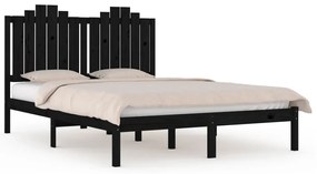3103787 vidaXL Cadru de pat King Size, negru, 150x200 cm, lemn masiv de pin