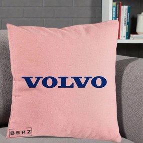 Perna Personalizata cu emblema Volvo, 40x40 cm, Roz, Husa Detasabila, Perna Inclusa, BEKZ®