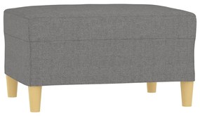 Canapea cu 3 locuri si taburet, gri inchis, 210 cm, textil Morke gra, 228 x 77 x 80 cm