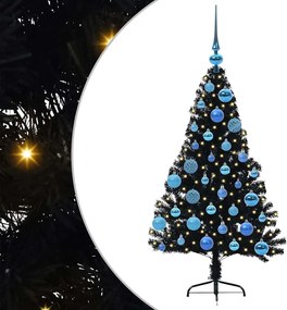 vidaXL Pom de Crăciun artificial pre-iluminat Negru 120 cm PVC