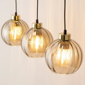 Lustră LED suspendată pe cablu DEVI 3xE27/15W/230V negru/bej fumuriu