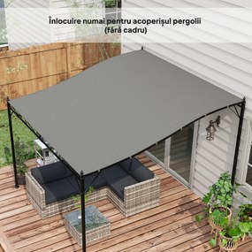 Outsunny Copertină de Rezervă pentru Pergolă cu 16 Orificii de Scurgere, Cârlige şi Inele, 297x 297 cm, Gri Închis | Aosom Romania