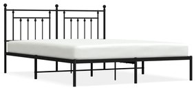 353540 vidaXL Cadru de pat metalic cu tăblie, negru, 160x200 cm