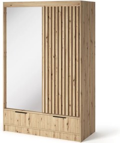 Șifonier cu uși glisante și oglindă, 120x60x204 cm, Voodi II, Eltap