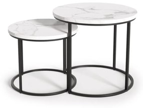 Set 2 mese de cafea Oreo marmura alba/negru – d 43-53 x h 35-45 cm