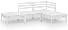 3082618 vidaXL Set mobilier de grădină, 4 piese, alb, lemn masiv de pin