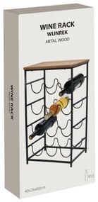 Suport pentru 12 sticle de vin, metal, 46x26x60 cm, maro