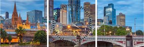 Tablou cu orașul Melbourne (cu ceas) (90x30 cm)