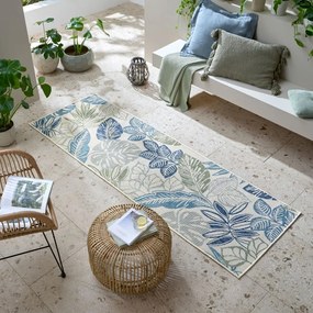 Covor pentru exterior și interior verde/albastru 80x230 cm Bella Leaf – Flair Rugs