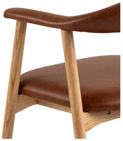 Scaun de dining maro coniac/în culoare naturală din imitație de piele Addi – Actona