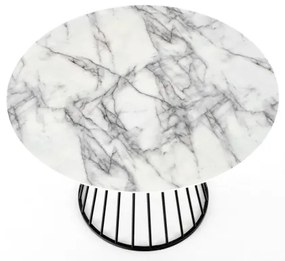 Masă de dining SEREIN, decor marmură albă/negru